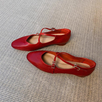 Damen Ballerinas Komfortschuhe Elegant Kreuzriemen