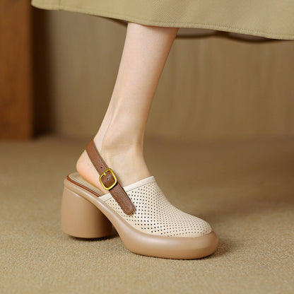 Damen Clogs Atmungsaktives Material Blockabsatz Bequem Elegant