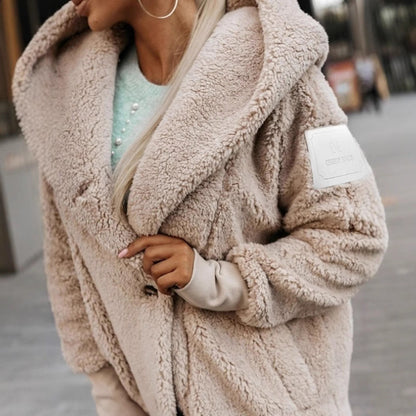 Damen Teddyjacke Oversized Flauschig Mit Taschen