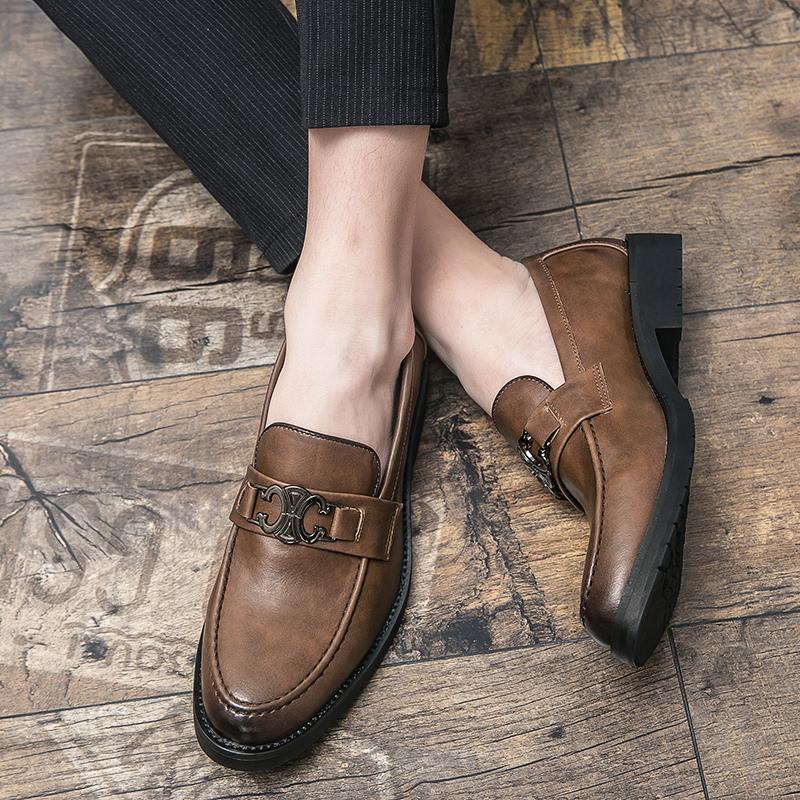 Damen Mokassins Leder Elegante Schnalle