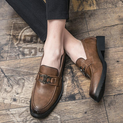 Damen Mokassins Leder Elegante Schnalle