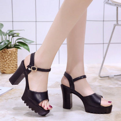 Damen High Heels Sandalen Blockabsatz