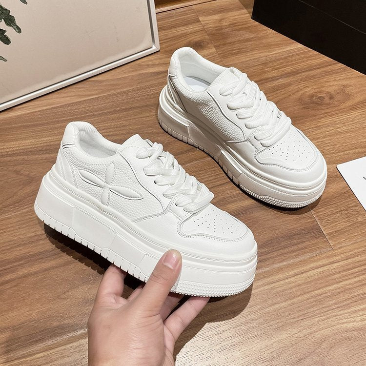 Damen Plateau Sneaker Sportlich Elegantes Leder
