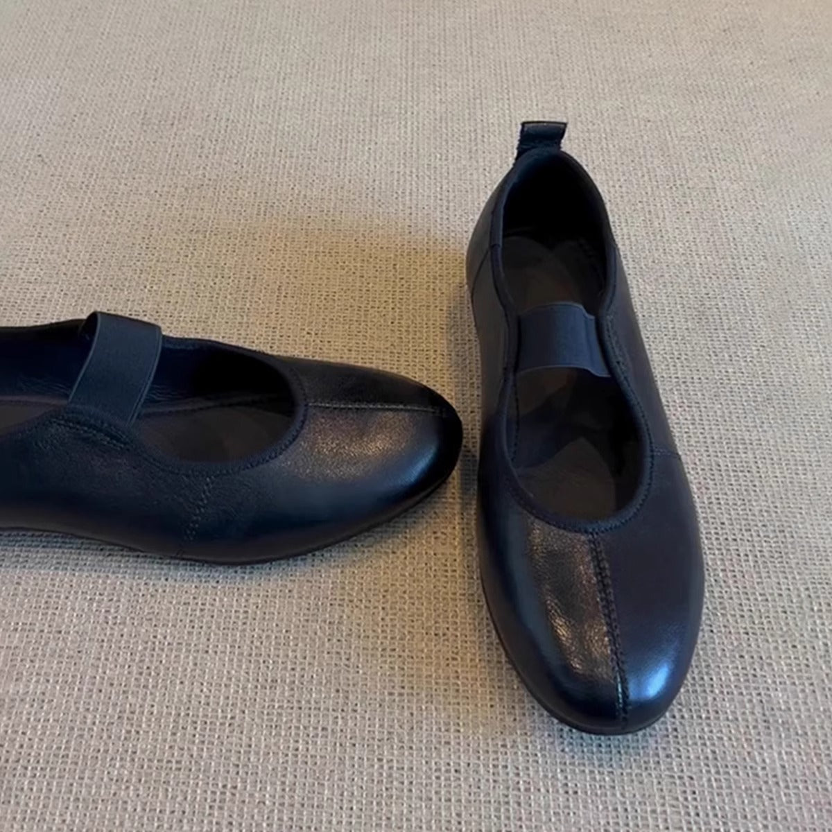 Damen Ballerinas Elastisches Leder Bequem