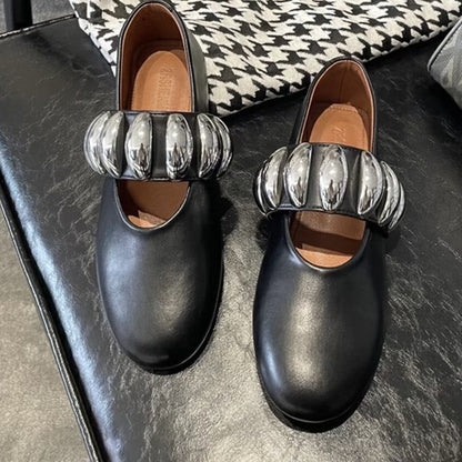 Damen Ballerinas mit Metallriemchen Elegantes Design
