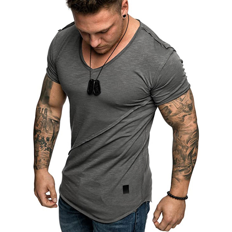 Herren T-Shirt V-Ausschnitt Strukturiert Hochwertig