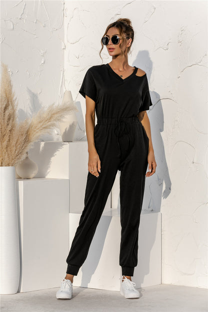 Damen Overall Relaxed Fit Schulterfrei mit Kordelzug