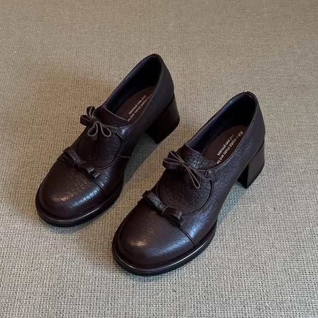 Damen Schnürschuhe Elegante Schleifen Komfort Blockabsatz - Norvielle