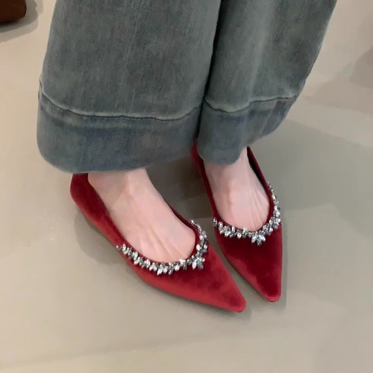 Damen Slipper Elegant Strass Schuhe