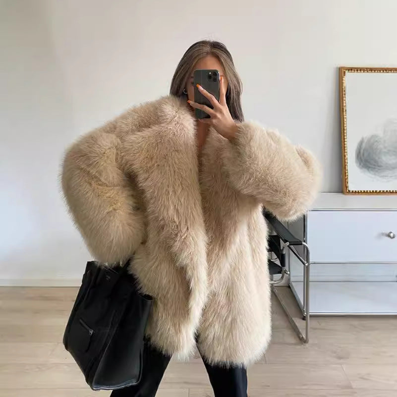 Damen Kunstfelljacke Boucle-Style Modern - Norvielle