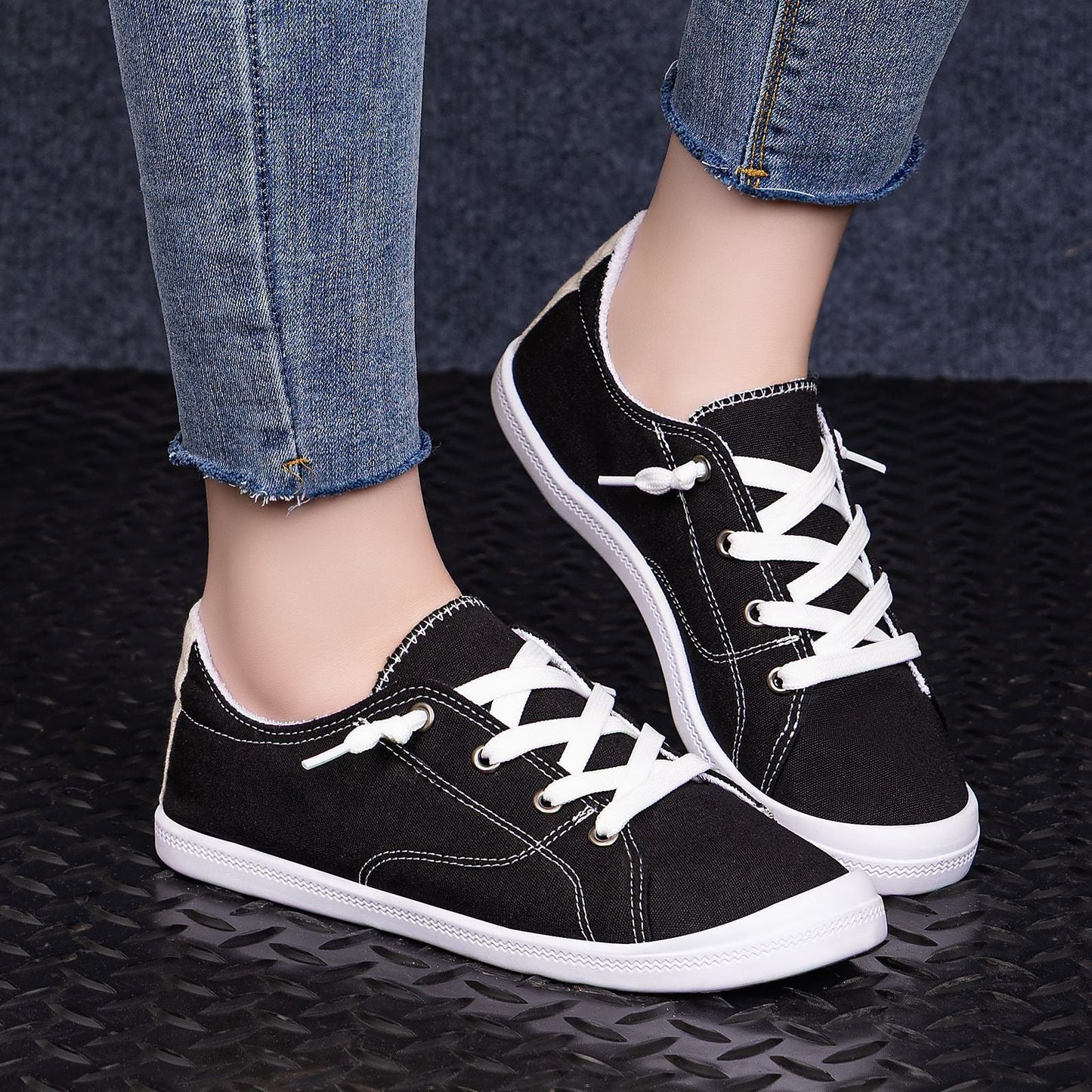 Damen Segeltuchschuhe Bequem Heidi Stil