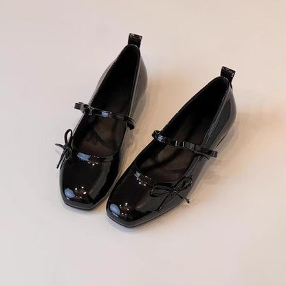 Damen Ballerinas Glänzend mit Riemen