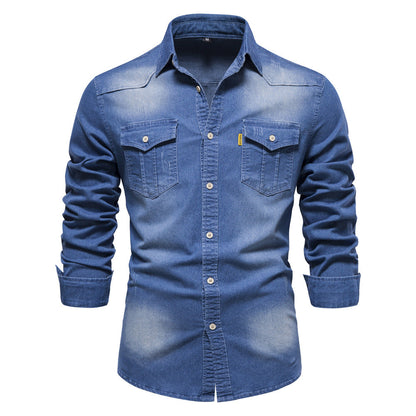 Isak Denim Hemd Slimfit Blau