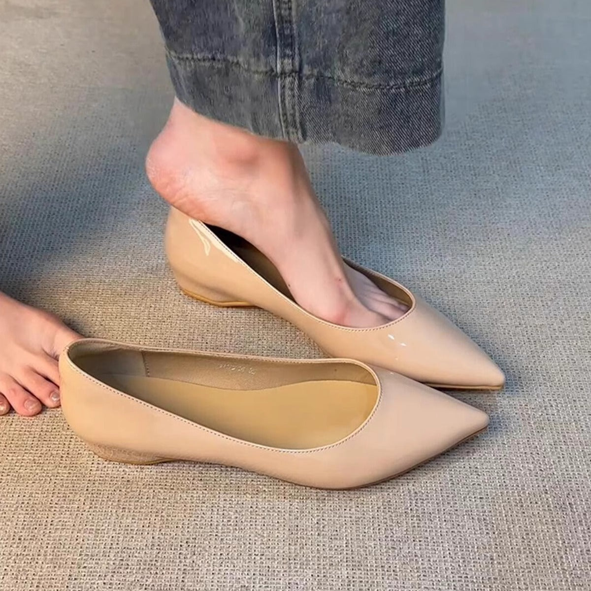 Damen Ballerinas Spitze Elegant Glanzschuhe