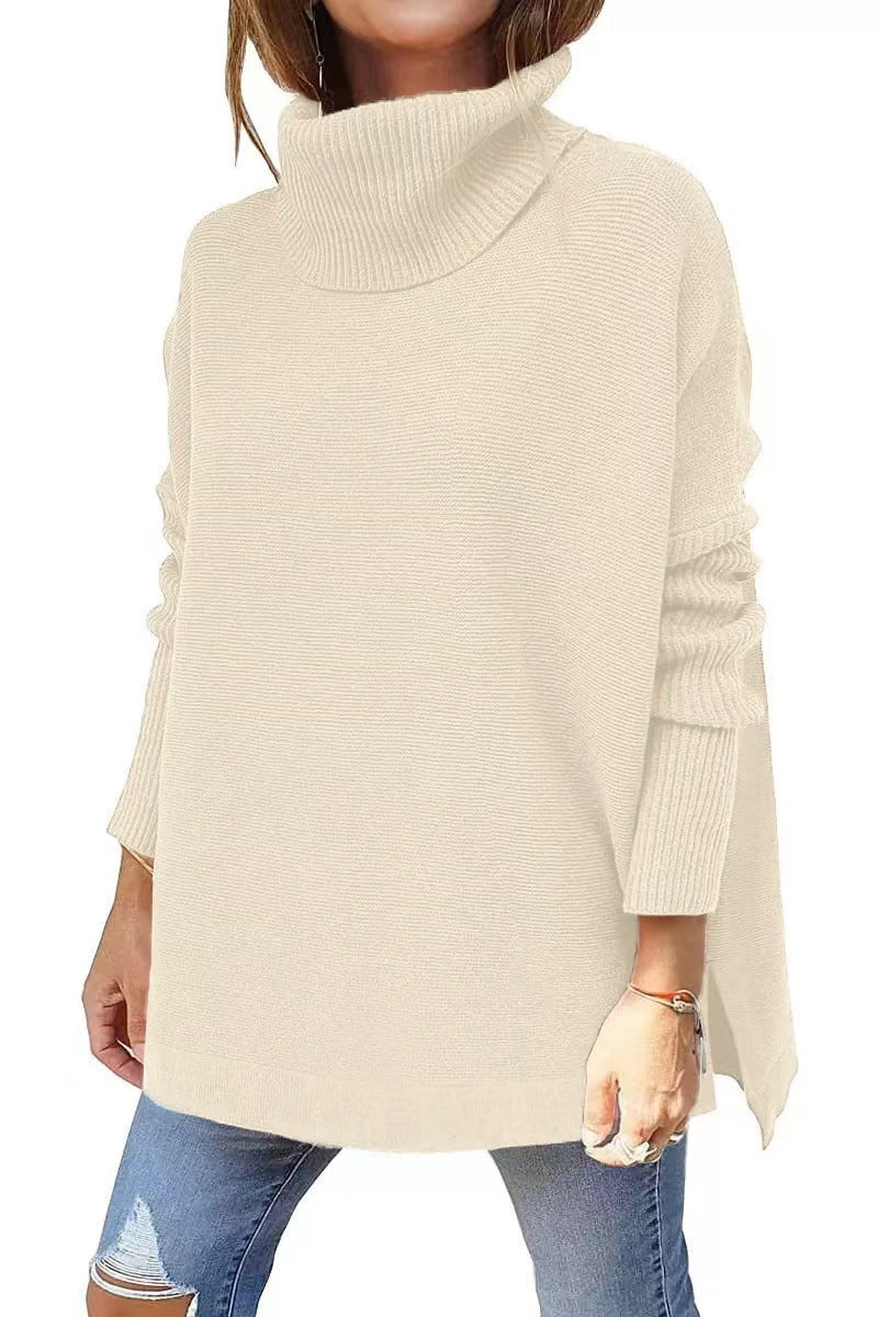 Damen Oversized Rollkragenpullover Großmasche Strick