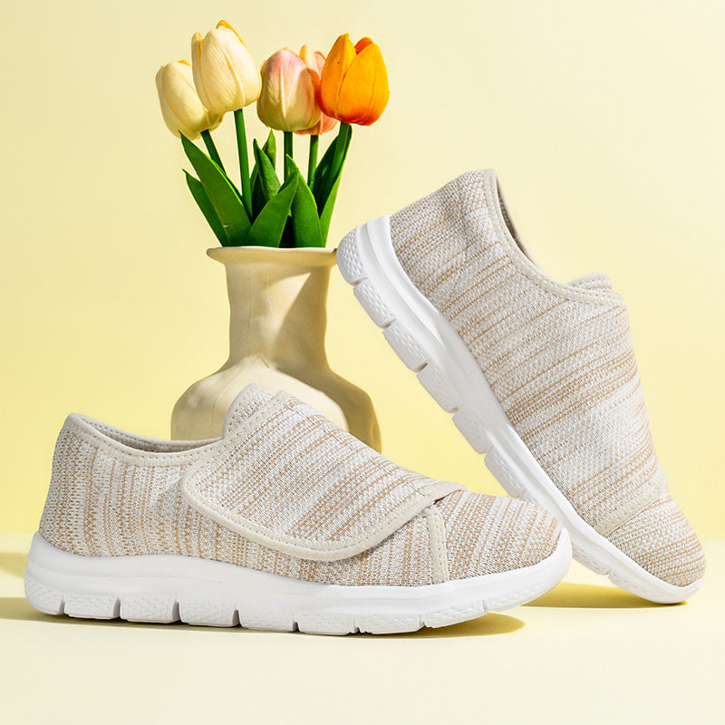 Damen Sneaker Bequem Slip-On Klettverschluss Weite Passform