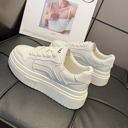 Damen Sneaker Plateau Komfortabel Weich Kontrastdetails
