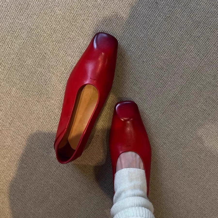 Damen Ballerinas Leder Braun Komfort
