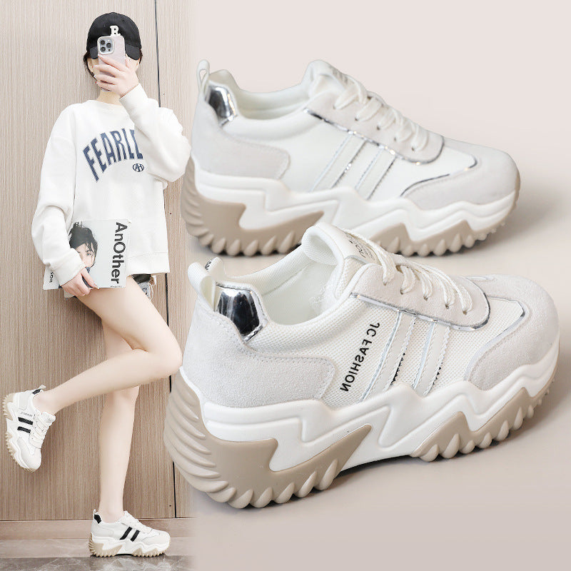 Damen Chunky Sneaker Atmungsaktives Mesh Bequem Schwarz - Norvielle