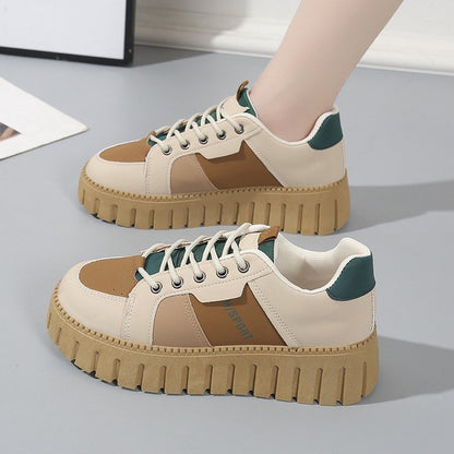 Damen Plateau Sneaker Hoch Modisch Struktursohle