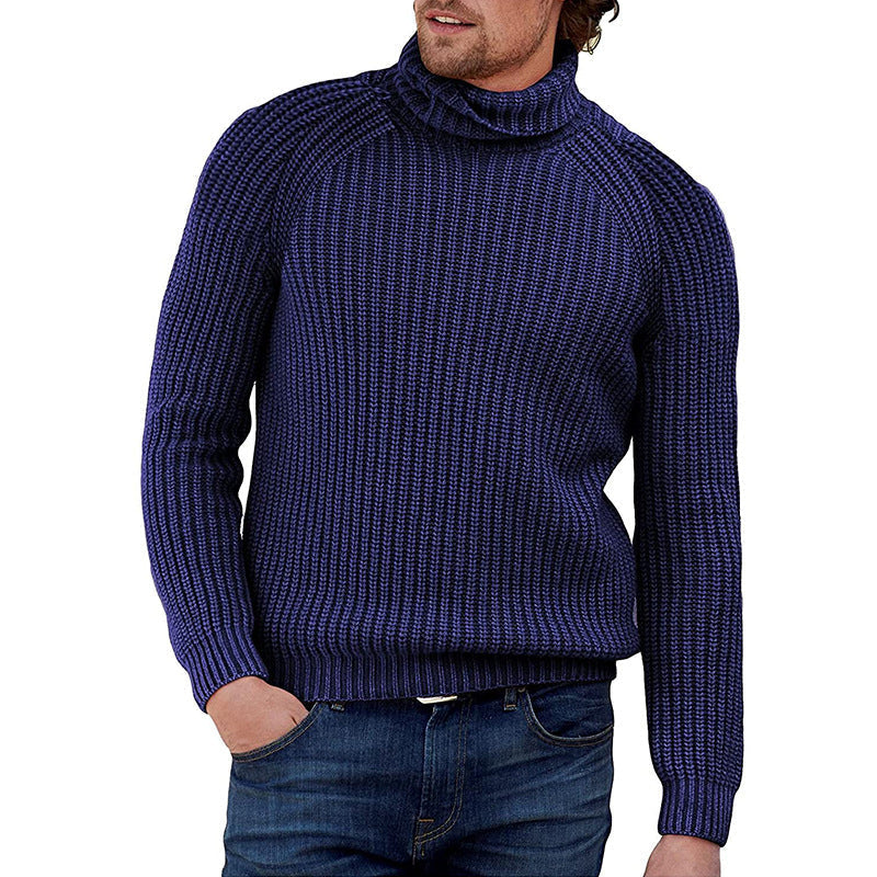 Herren Pullover Strukturiert Grobstrick Hochkragen Modern