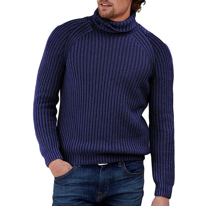Herren Pullover Strukturiert Grobstrick Hochkragen Modern
