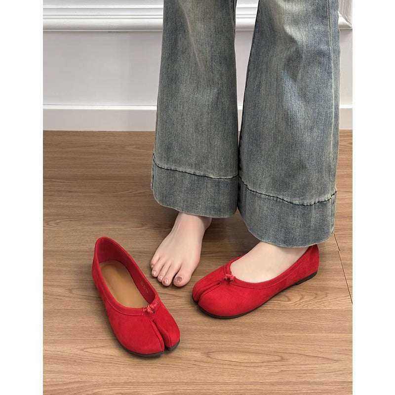 Damen Ballerinas Schnürenlos Bequem Modern