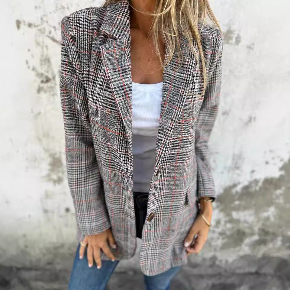 Damen Blazer Karierter Slimfit Modern