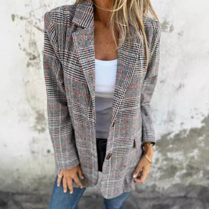 Damen Blazer Karierter Slimfit Modern