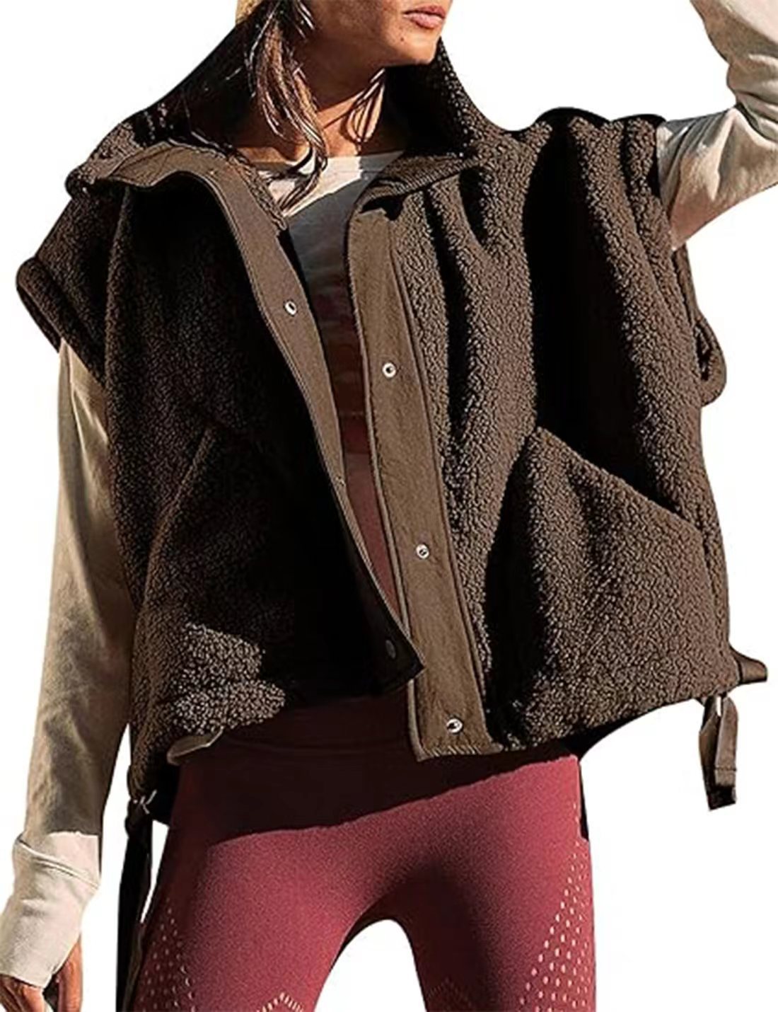 Damen Teddyweste Weich Modern