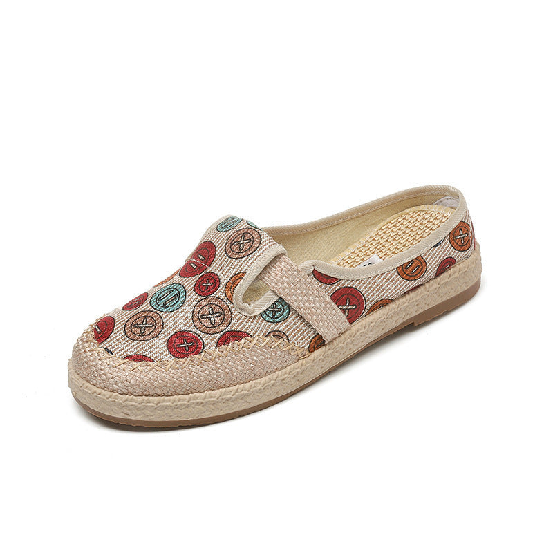 Damen Slip-On Schuhe Bunt Knöpfe Bequem