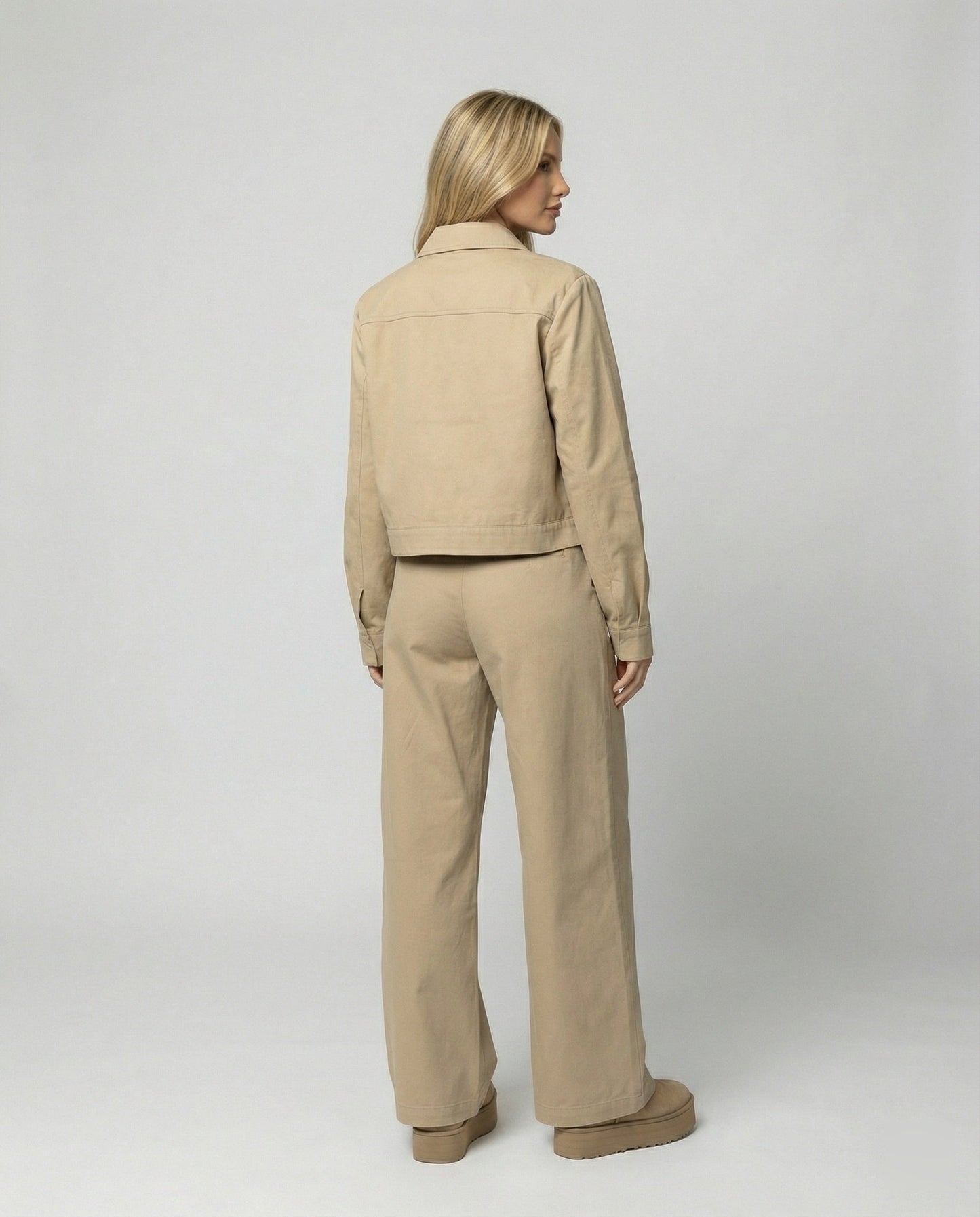Damen Blousonjacke Kurz + Weite Palazzohose Baumwolle