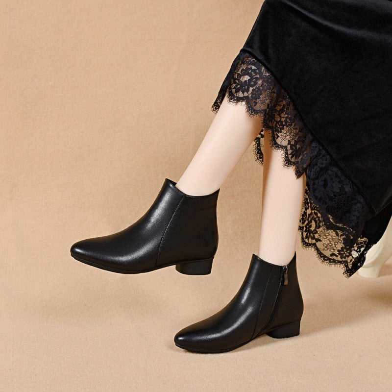 Damen Stiefel Spitz Leder