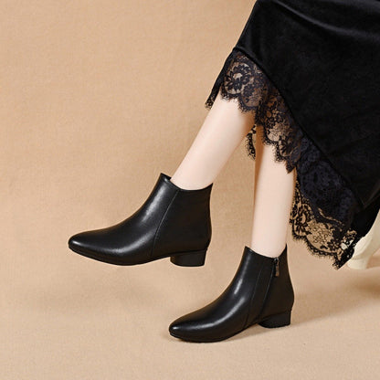 Damen Stiefel Spitz Leder