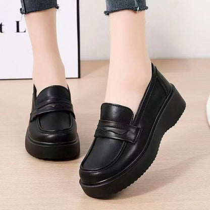 Damen Hochplateau Slipper Leder Komfort