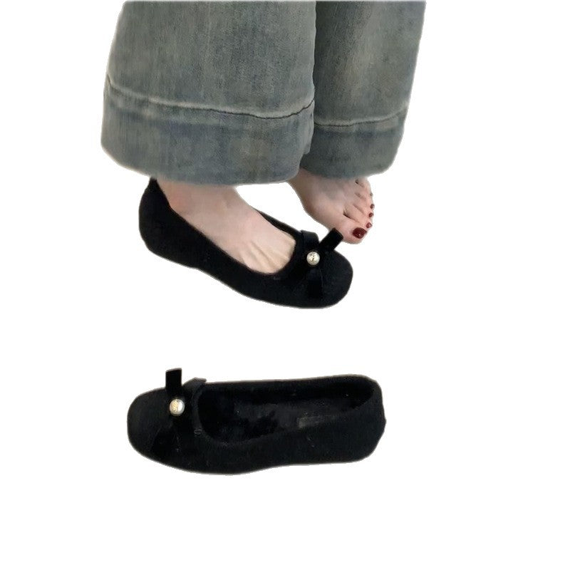 Damen Ballerinas mit Schleife und Perlen