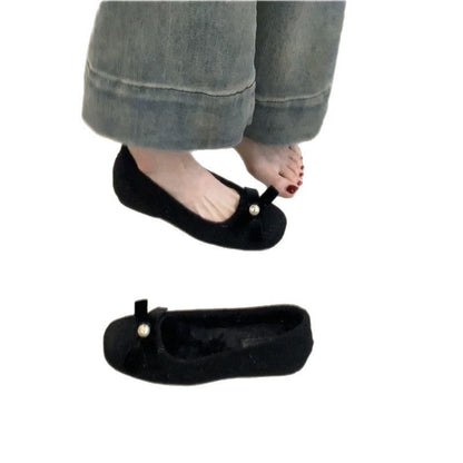 Damen Ballerinas mit Schleife und Perlen