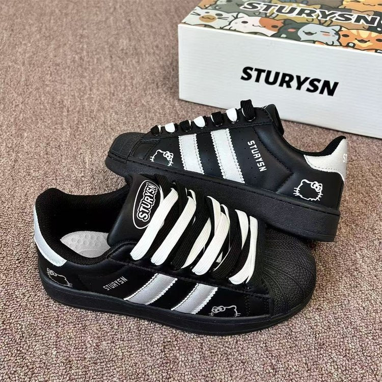 Damen Sneaker Sportlich Gummi Sohle Schwarz - Norvielle