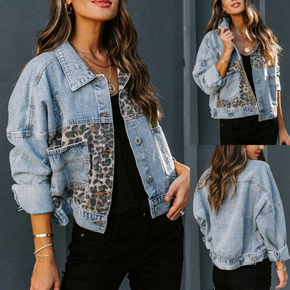 Damen Jeansjacke Tiermuster Schwarz - Norvielle
