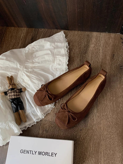 Damen Ballettschuhe Wildleder Schleifen Modern