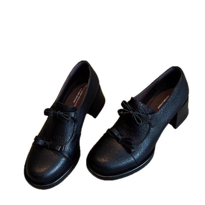 Damen Schnürschuhe Elegante Schleifen Komfort Blockabsatz