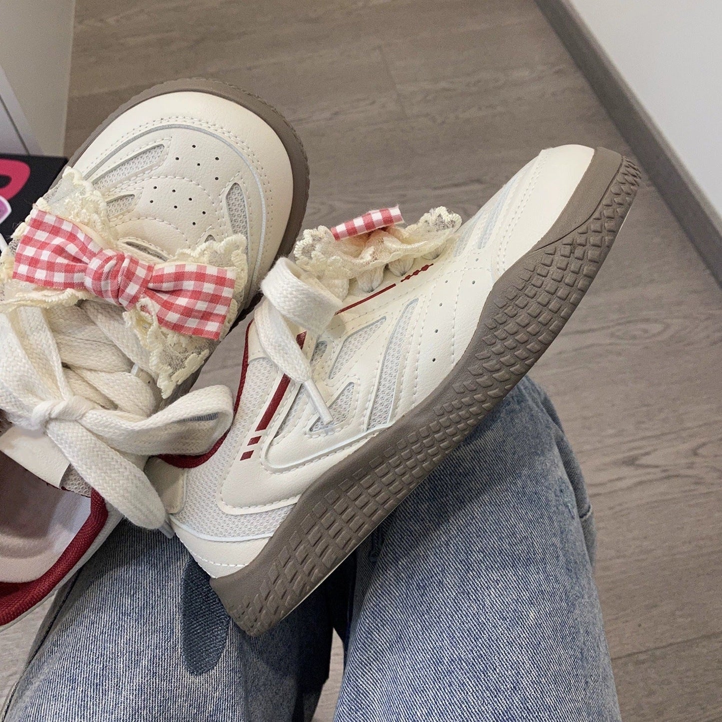 Damen Sneaker Schleifen-Design Luftdurchlässig Weiß - Norvielle