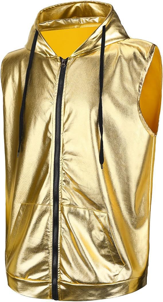 Herren Kapuzenweste Metallic Glanz Modern