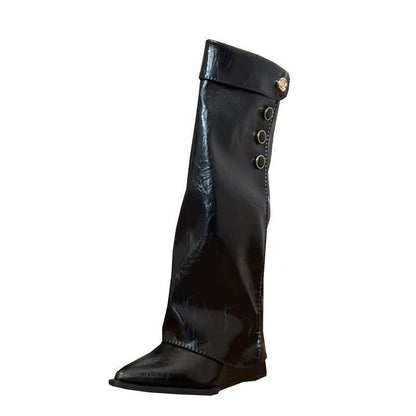 Damen Stiefel Knöchelhoch Flexibler Schaft Mit Knöpfchen Detail