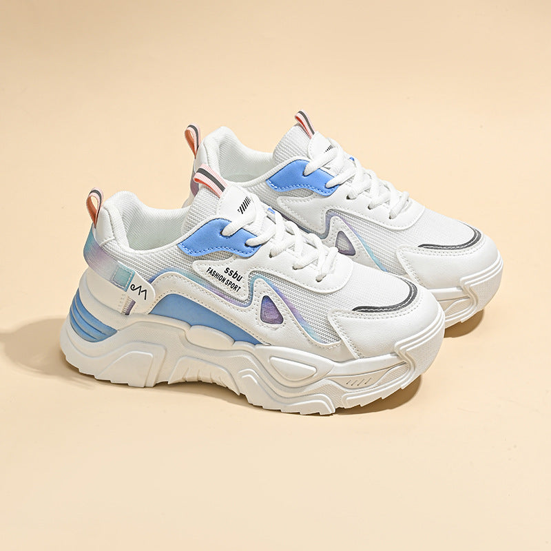 Damen Sneaker Sportlich Chunky Atmungsaktives Mesh Stabile Sohle