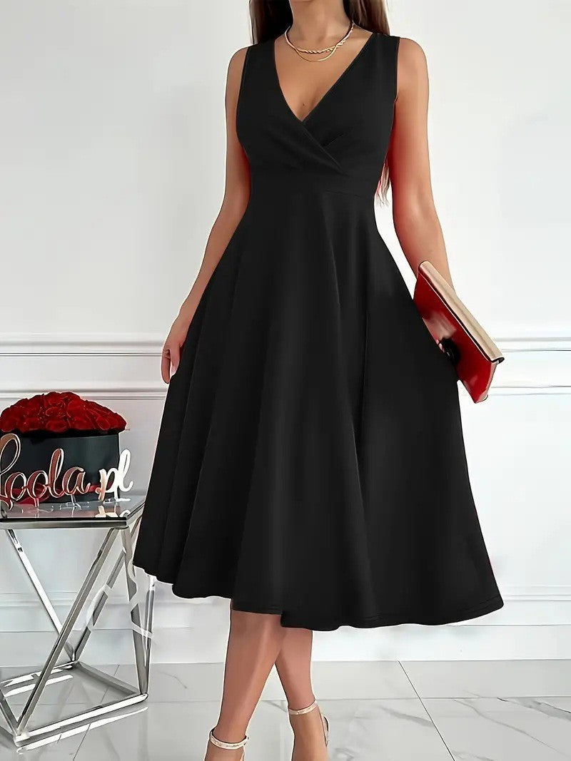 Damen Wickelkleid A-Linie V-Ausschnitt
