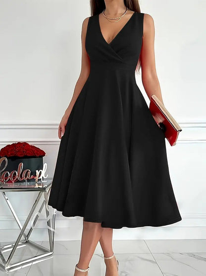 Damen Wickelkleid A-Linie V-Ausschnitt
