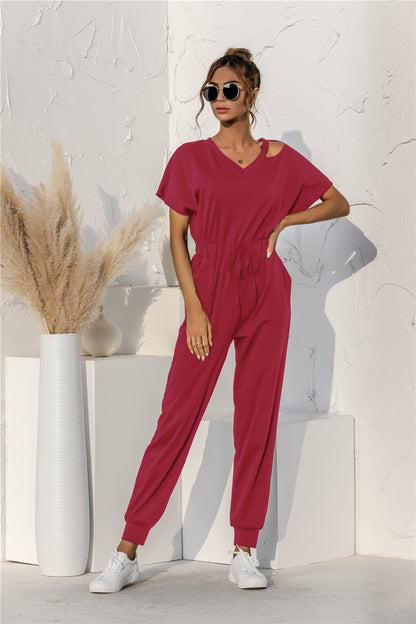 Damen Overall Relaxed Fit Schulterfrei mit Kordelzug