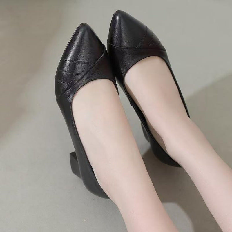 Damen Hochhackige Pumps Glattleder Blockabsatz