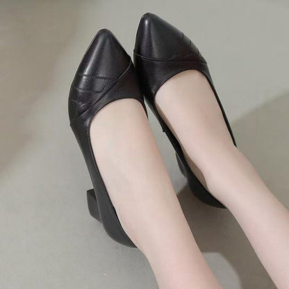 Damen Hochhackige Pumps Glattleder Blockabsatz